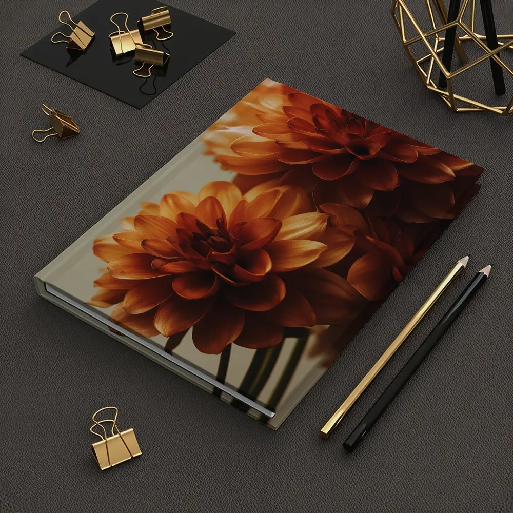 Orange Dahlia Flowers Close Up Neutral Background – Notebooks