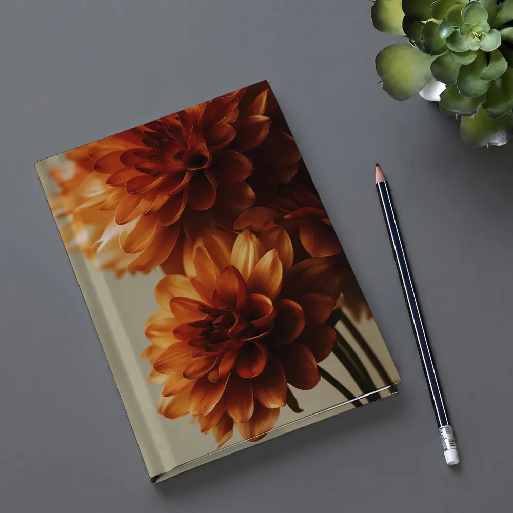 Orange Dahlia Flowers Close Up Neutral Background – Notebooks