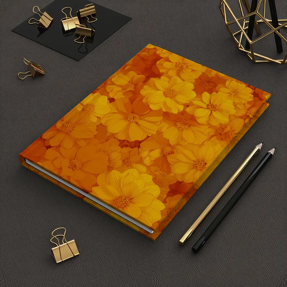 Yellow Orange Cosmos Flowers Floral Pattern – Notebooks