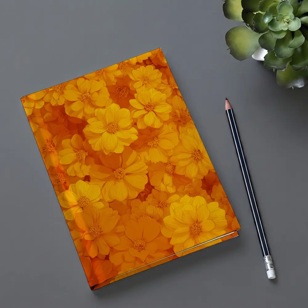 Yellow Orange Cosmos Flowers Floral Pattern – Notebooks