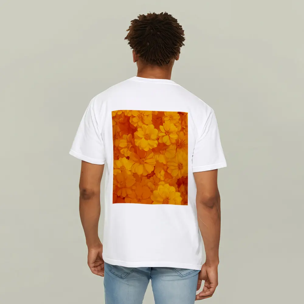 Yellow Orange Cosmos Flowers Floral Pattern – T-Shirts