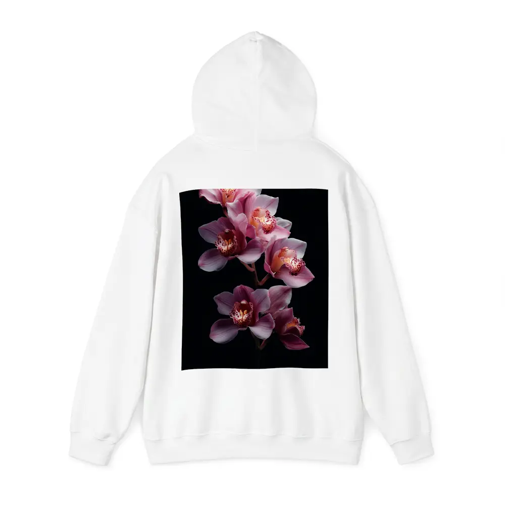 Pink Cymbidium Orchid Flowers Black Background – Hoodies