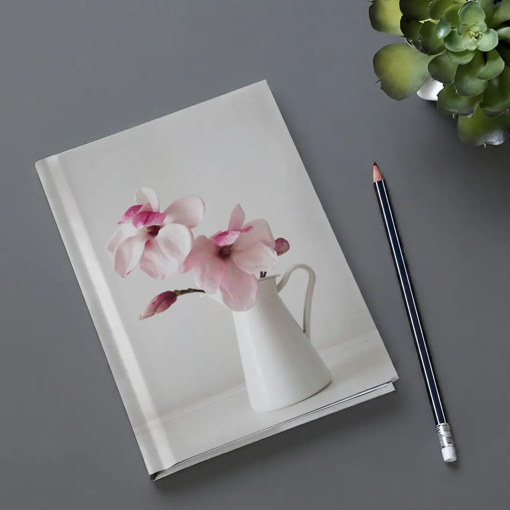 Pink Magnolia Flowers White Ceramic Pitcher – Notebooks