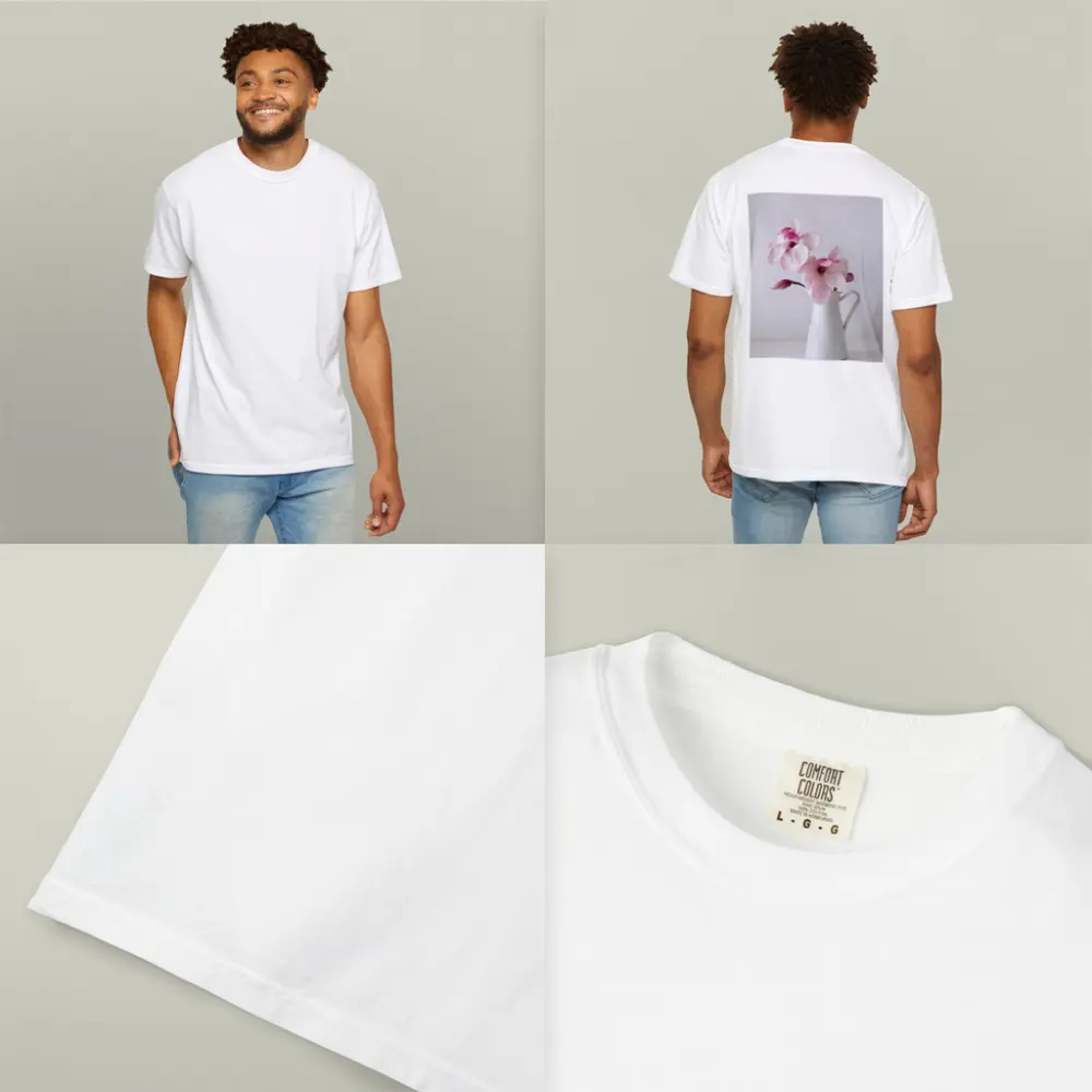 Pink Magnolia Flowers White Ceramic Pitcher – T-Shirts