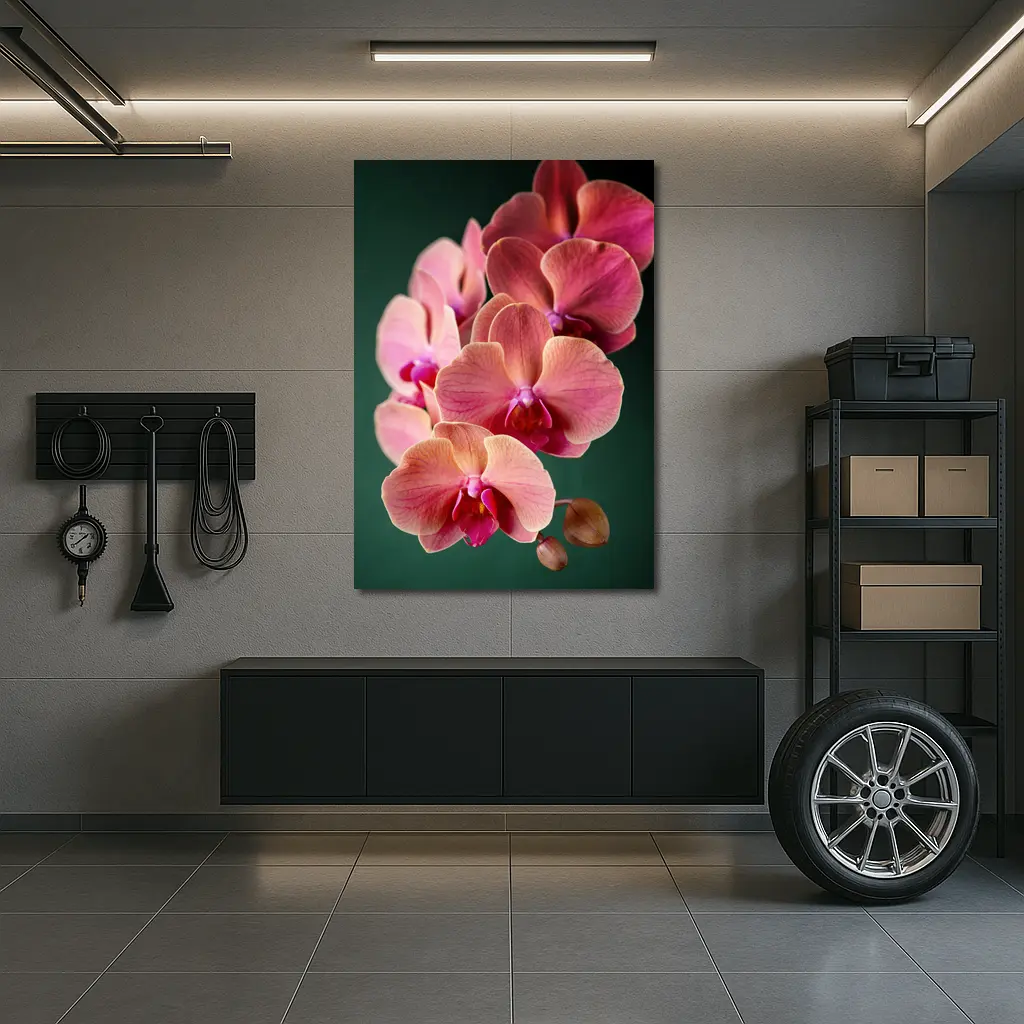 Pink Phalaenopsis Orchid Flowers Dark Green Background – Wall Art