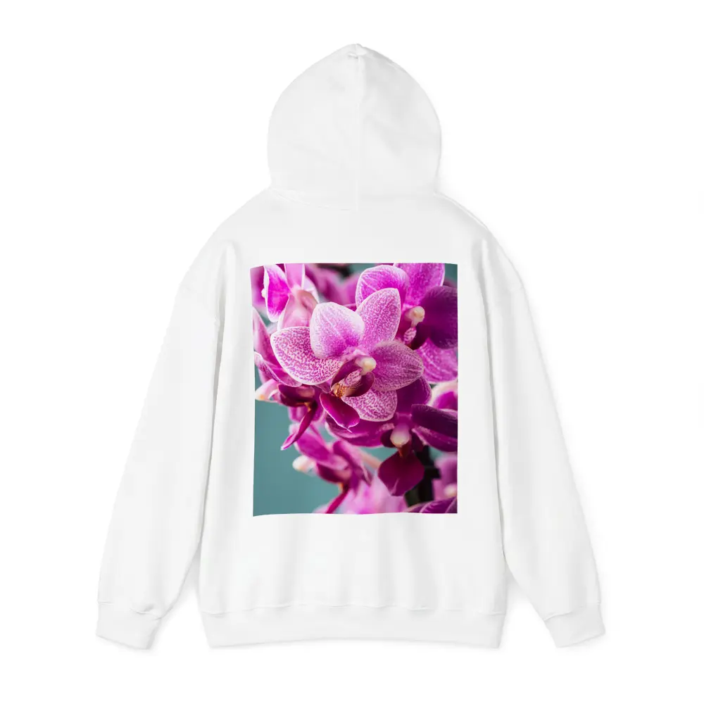 Pink Orchid Flowers on Teal Background – Hoodies