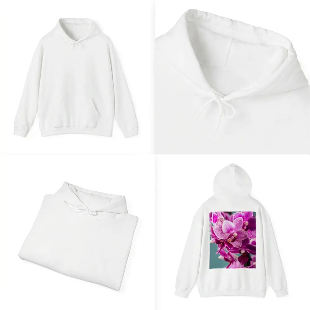 Pink Orchid Flowers on Teal Background – Hoodies