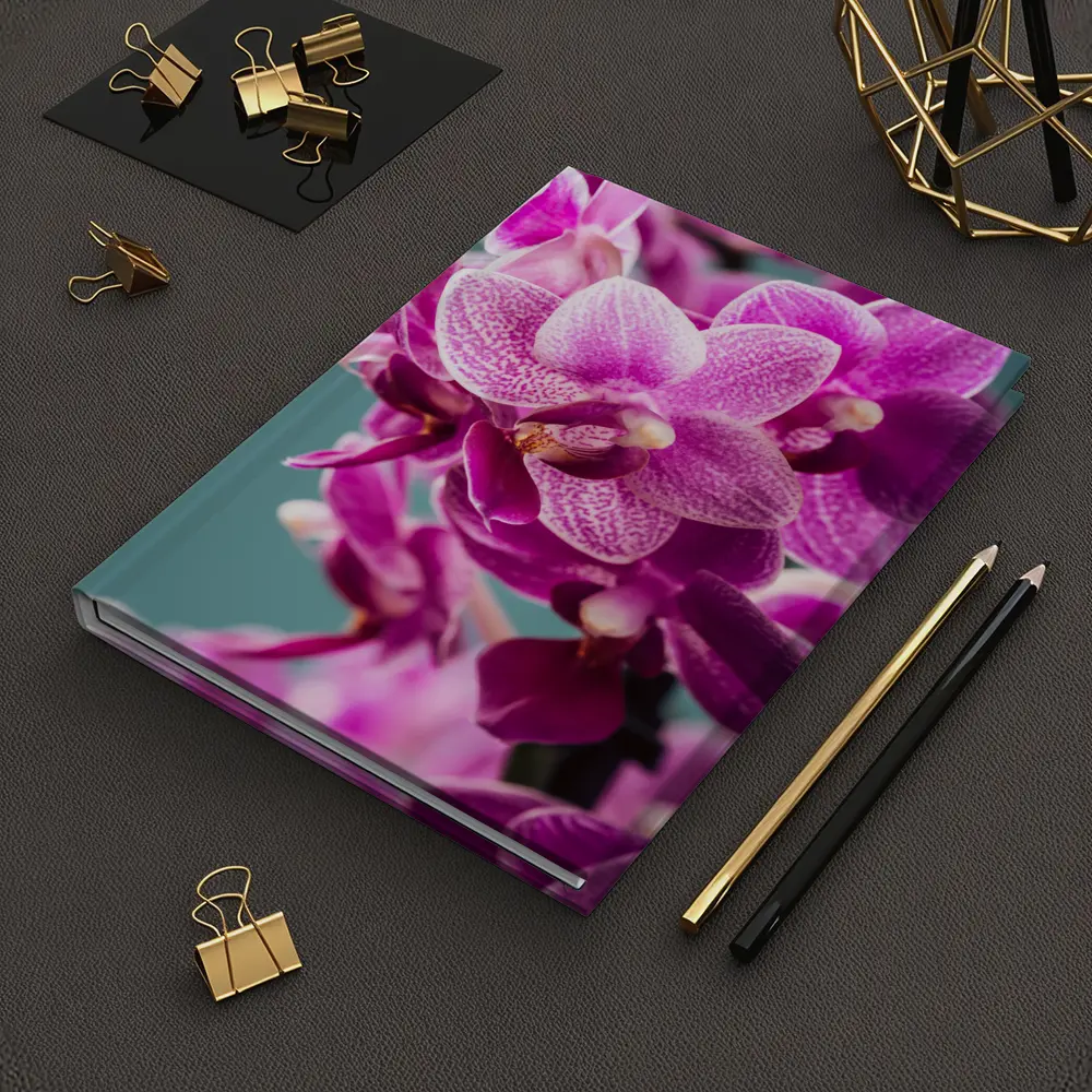 Pink Orchid Flowers on Teal Background – Notebooks
