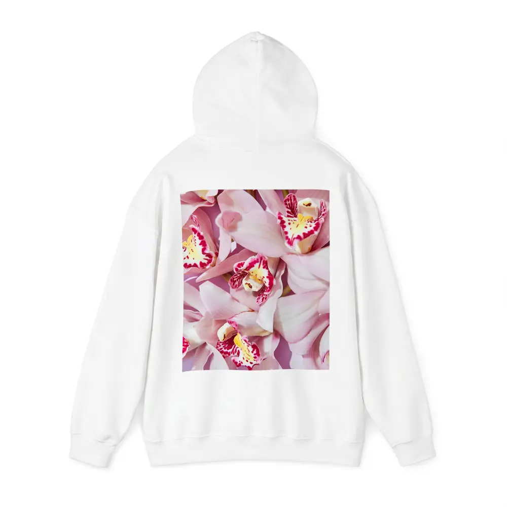 Pink Cymbidium Orchids on Pink Background – Hoodies