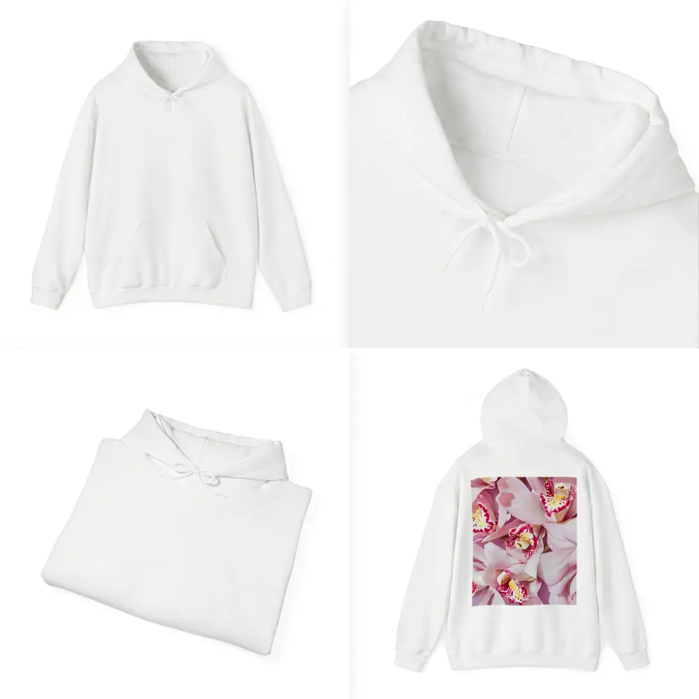 Pink Cymbidium Orchids on Pink Background – Hoodies