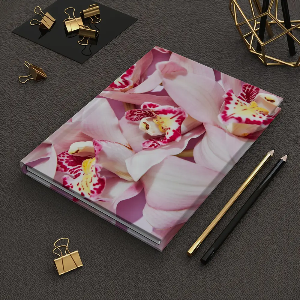 Pink Cymbidium Orchids on Pink Background – Notebooks