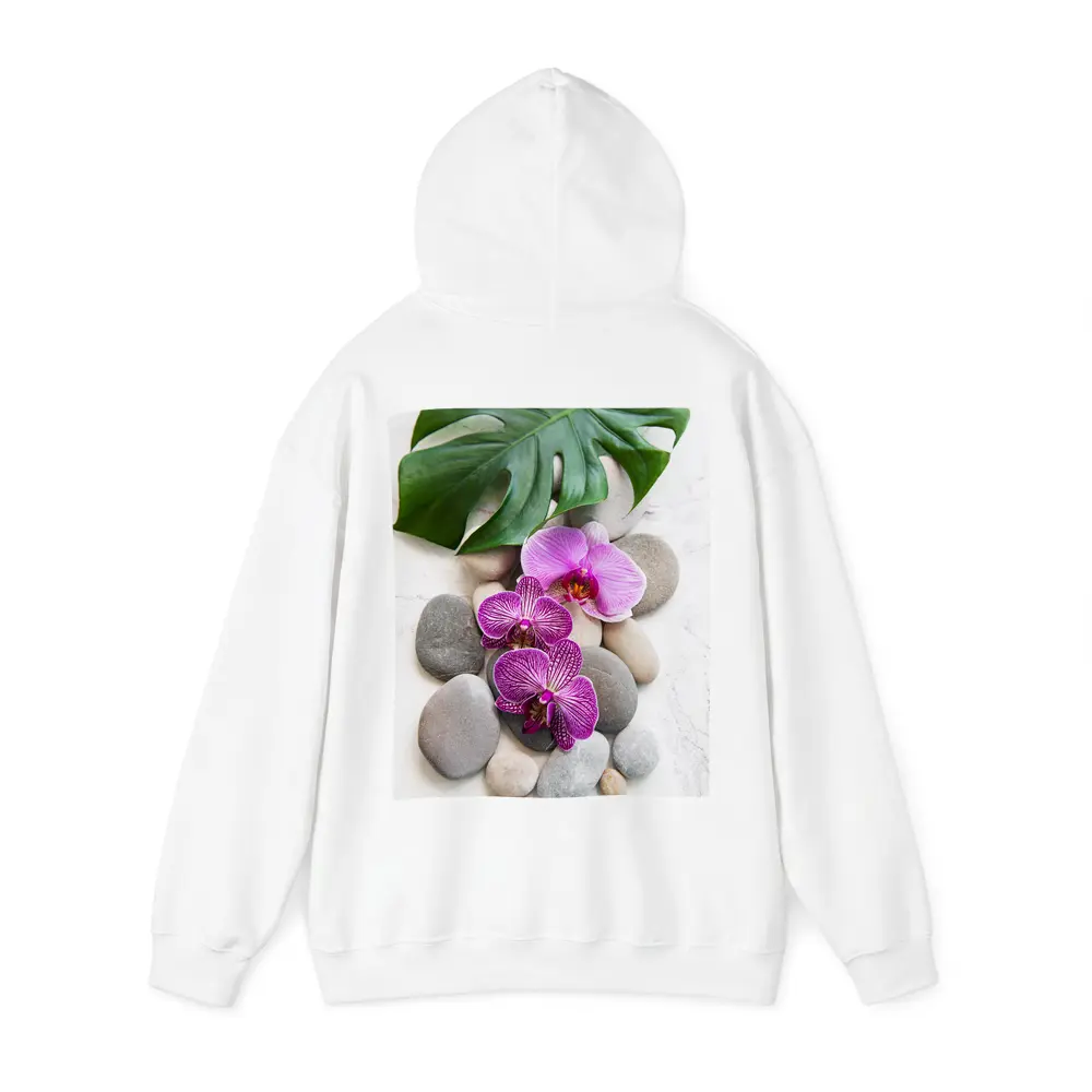 Pink Orchids Monstera Leaf Zen Stones – Hoodies