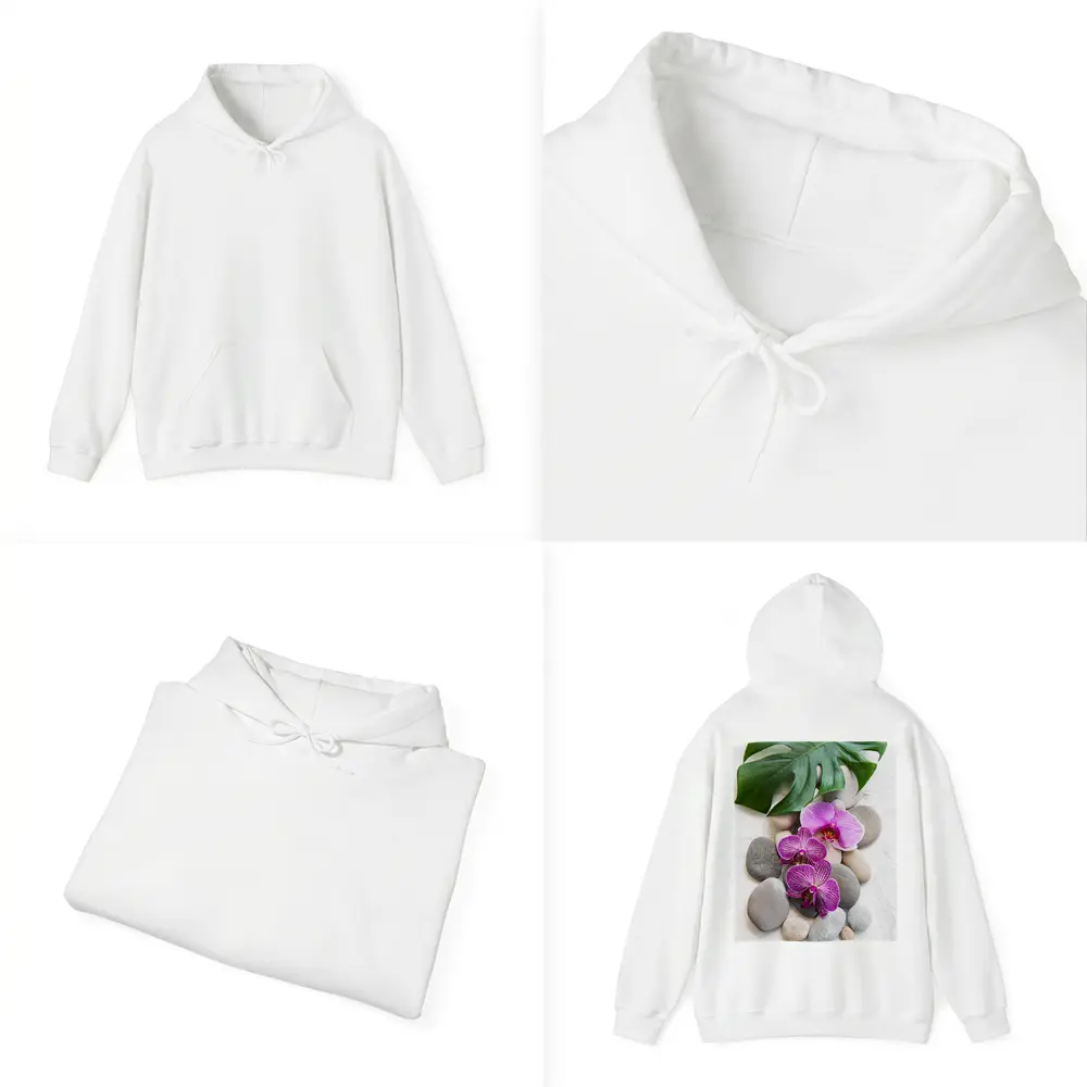 Pink Orchids Monstera Leaf Zen Stones – Hoodies