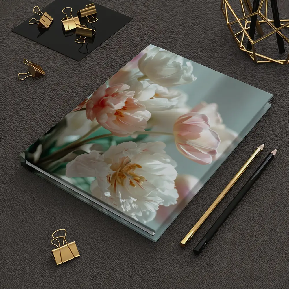 Soft Pink White Tulips Pastel Background – Notebooks