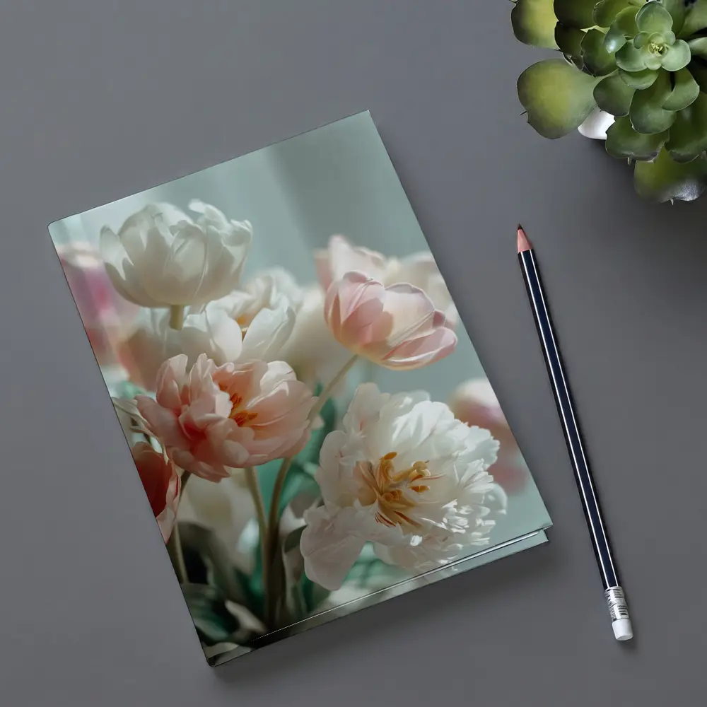 Soft Pink White Tulips Pastel Background – Notebooks