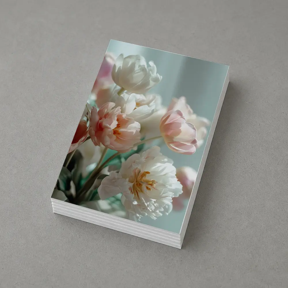 Soft Pink White Tulips Pastel Background – Postcards