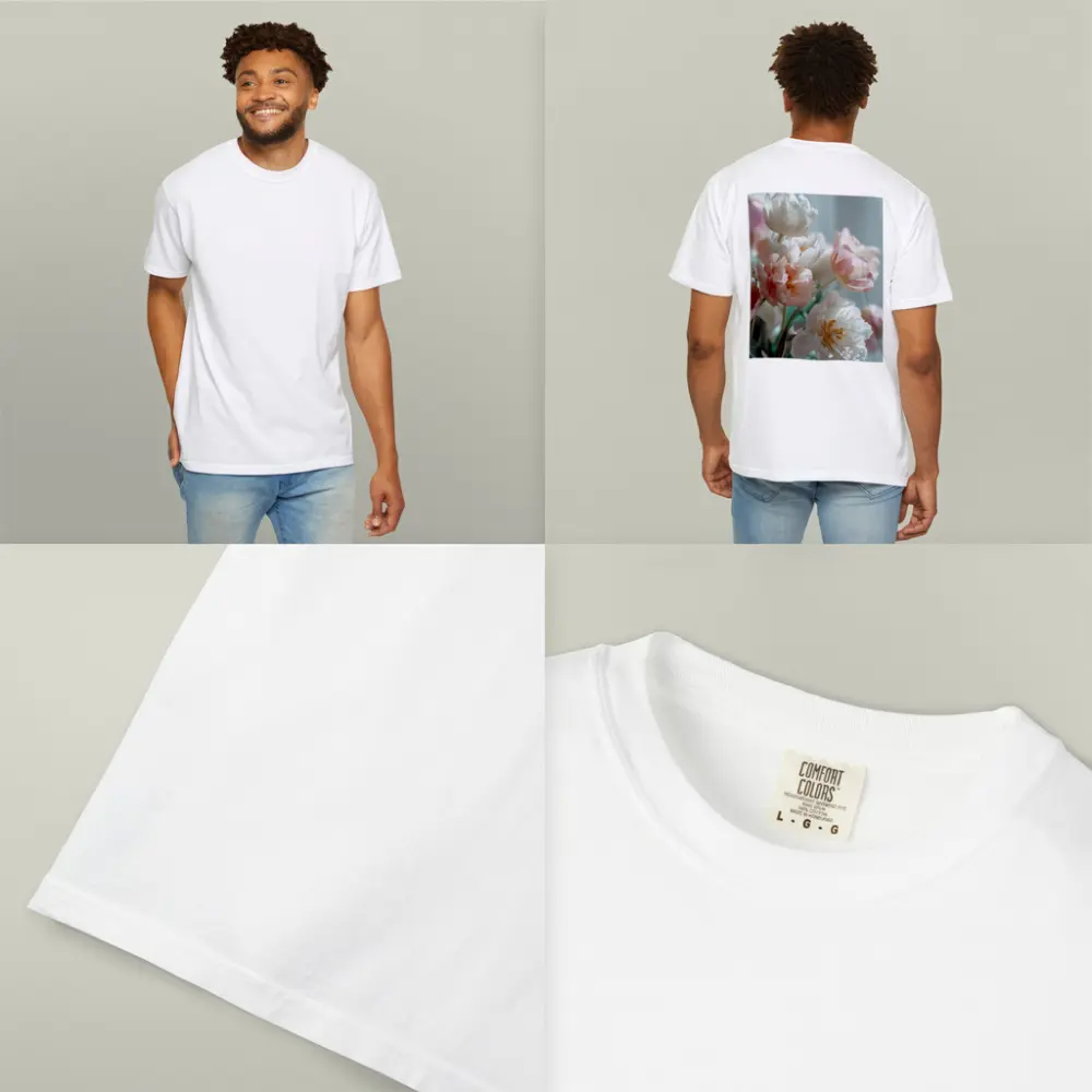 Soft Pink White Tulips Pastel Background – T-Shirts
