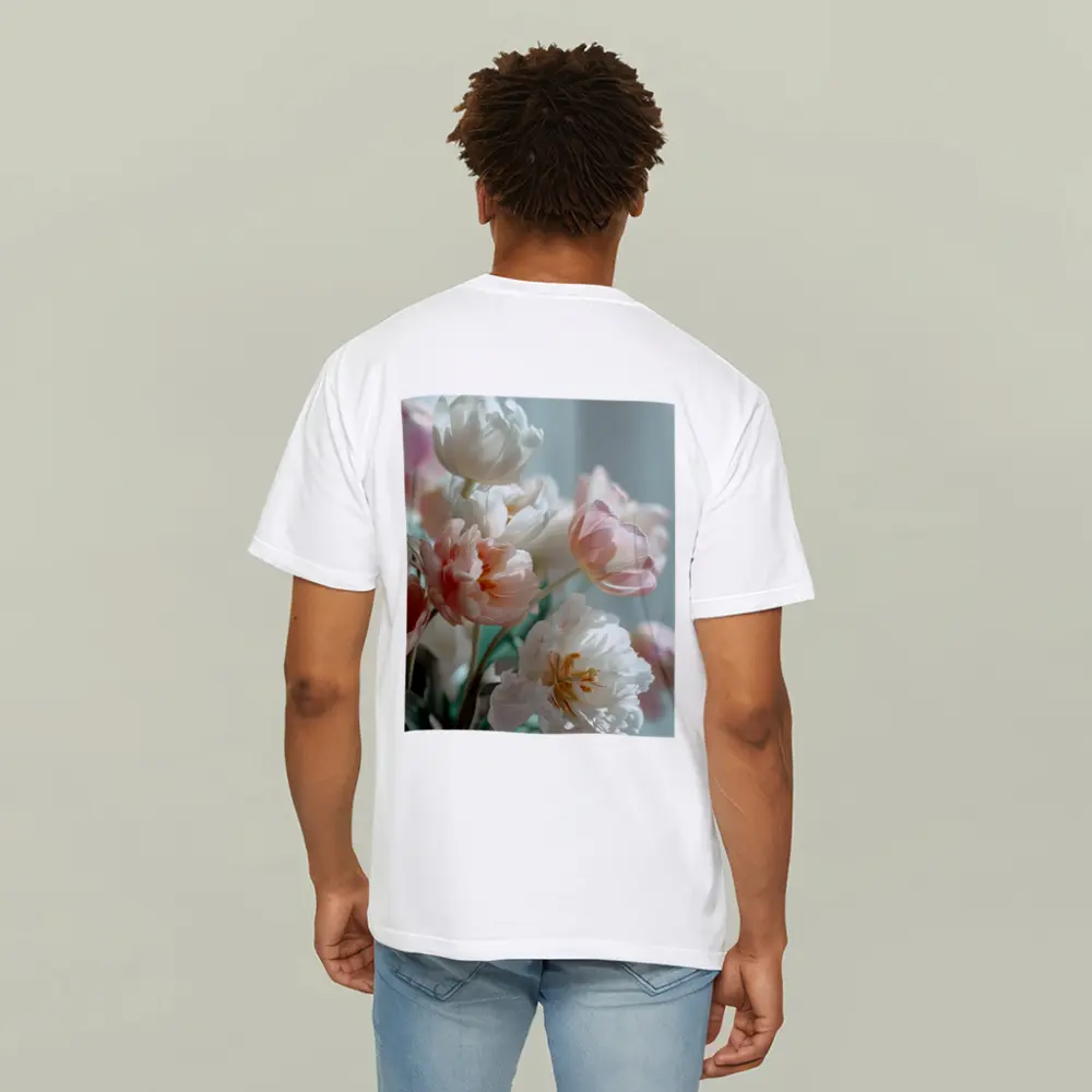 Soft Pink White Tulips Pastel Background – T-Shirts