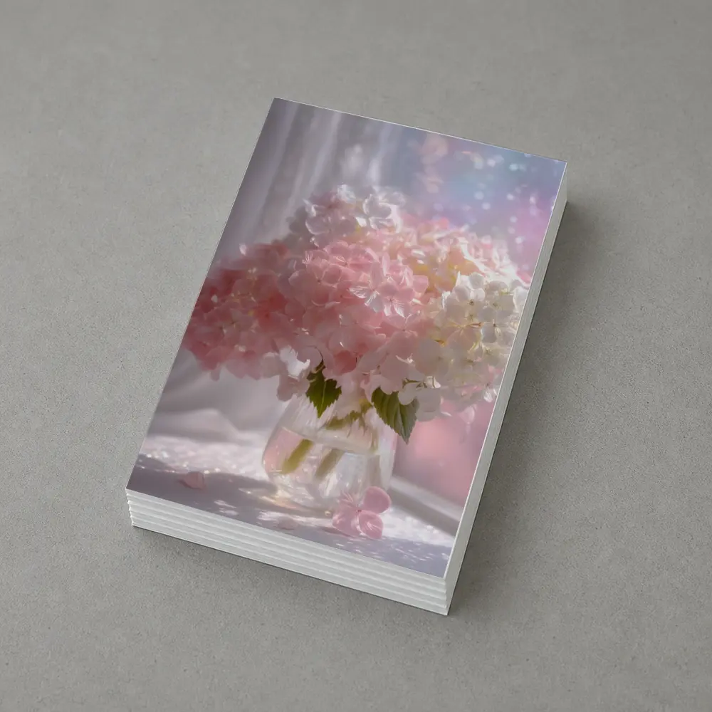 Pink White Hydrangeas Glass Vase Window Light – Postcards