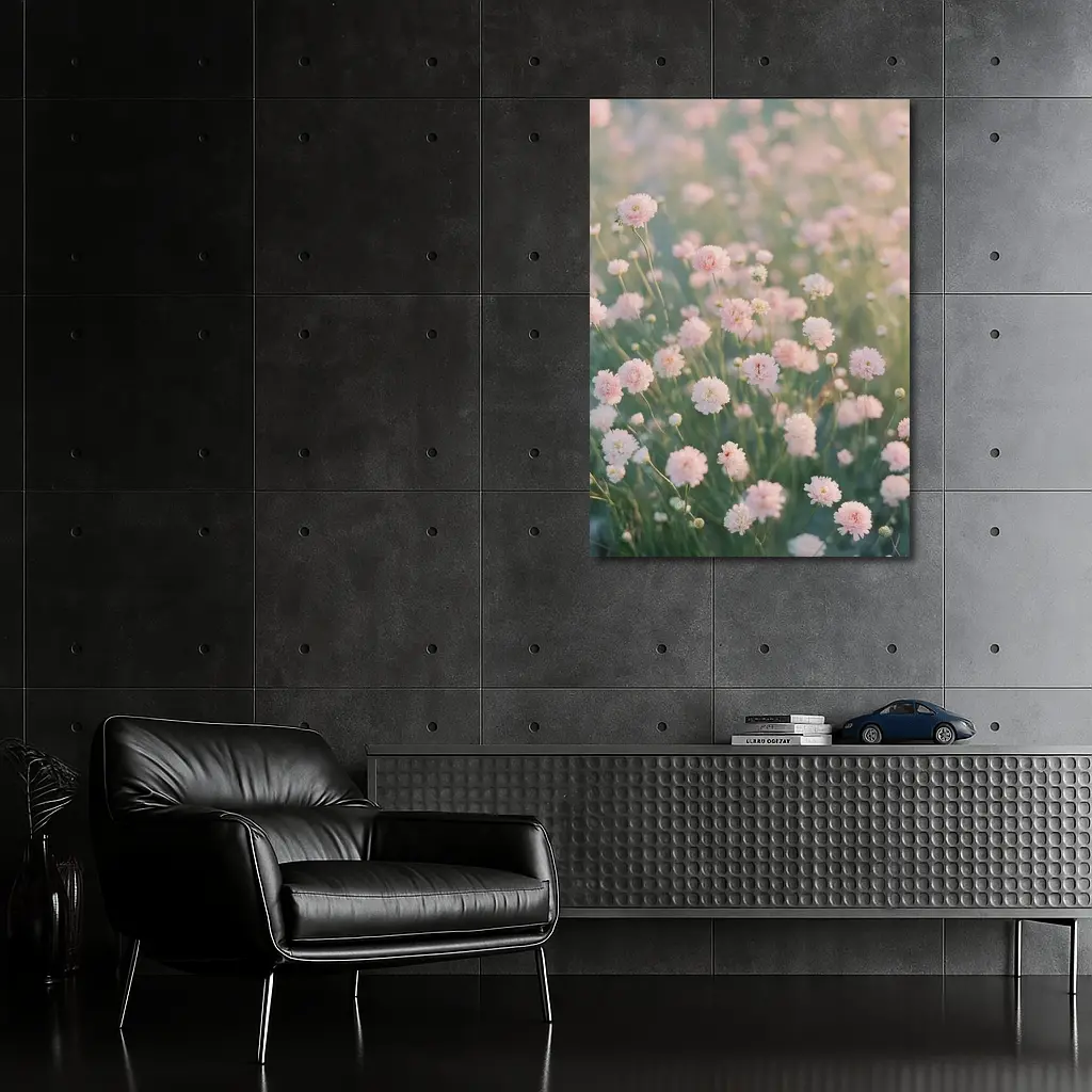 Pink Wildflowers Soft Dreamy Field Background – Wall Art