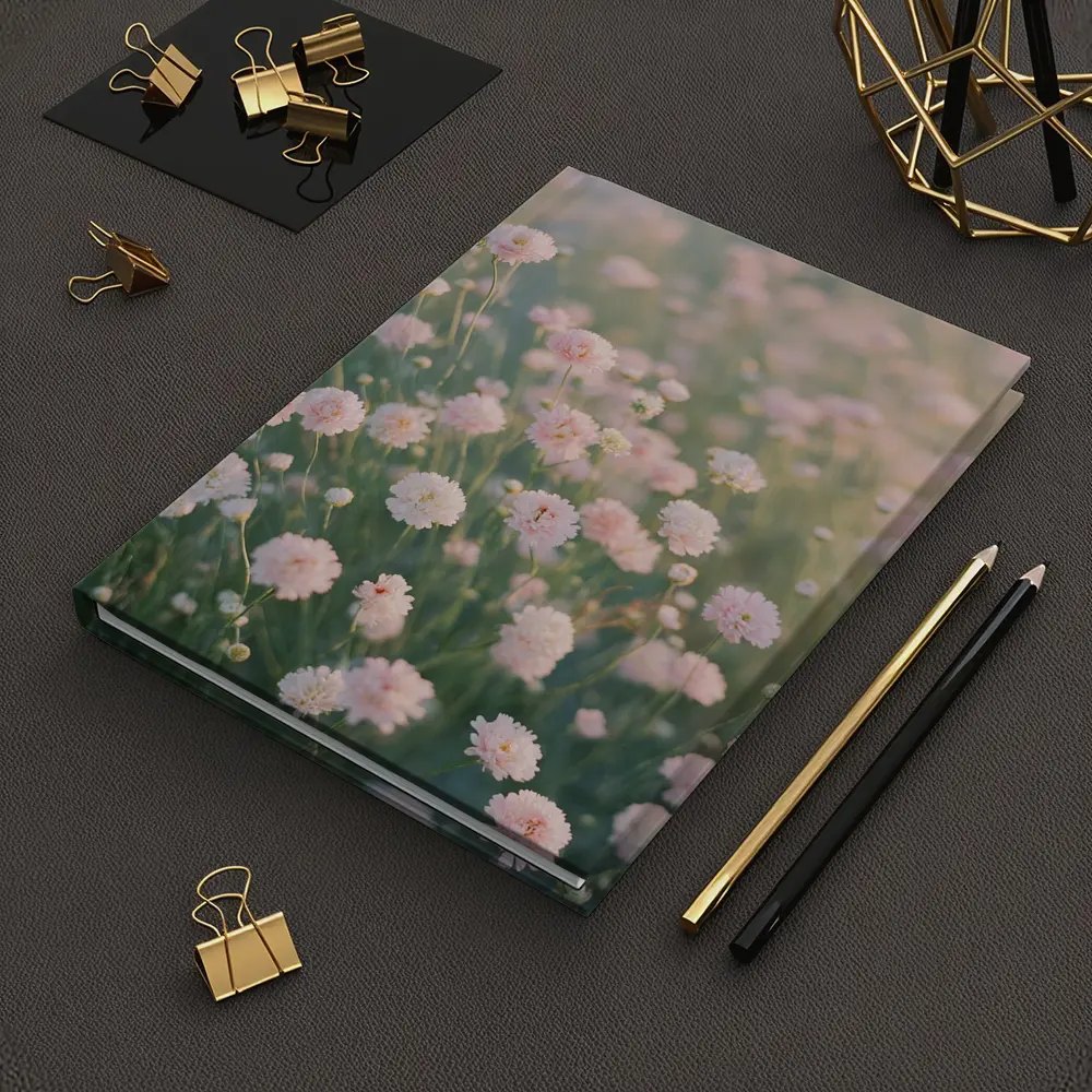 Pink Wildflowers Soft Dreamy Field Background – Notebooks