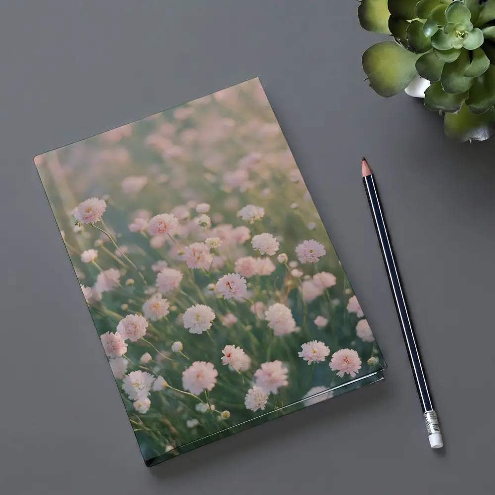 Pink Wildflowers Soft Dreamy Field Background – Notebooks