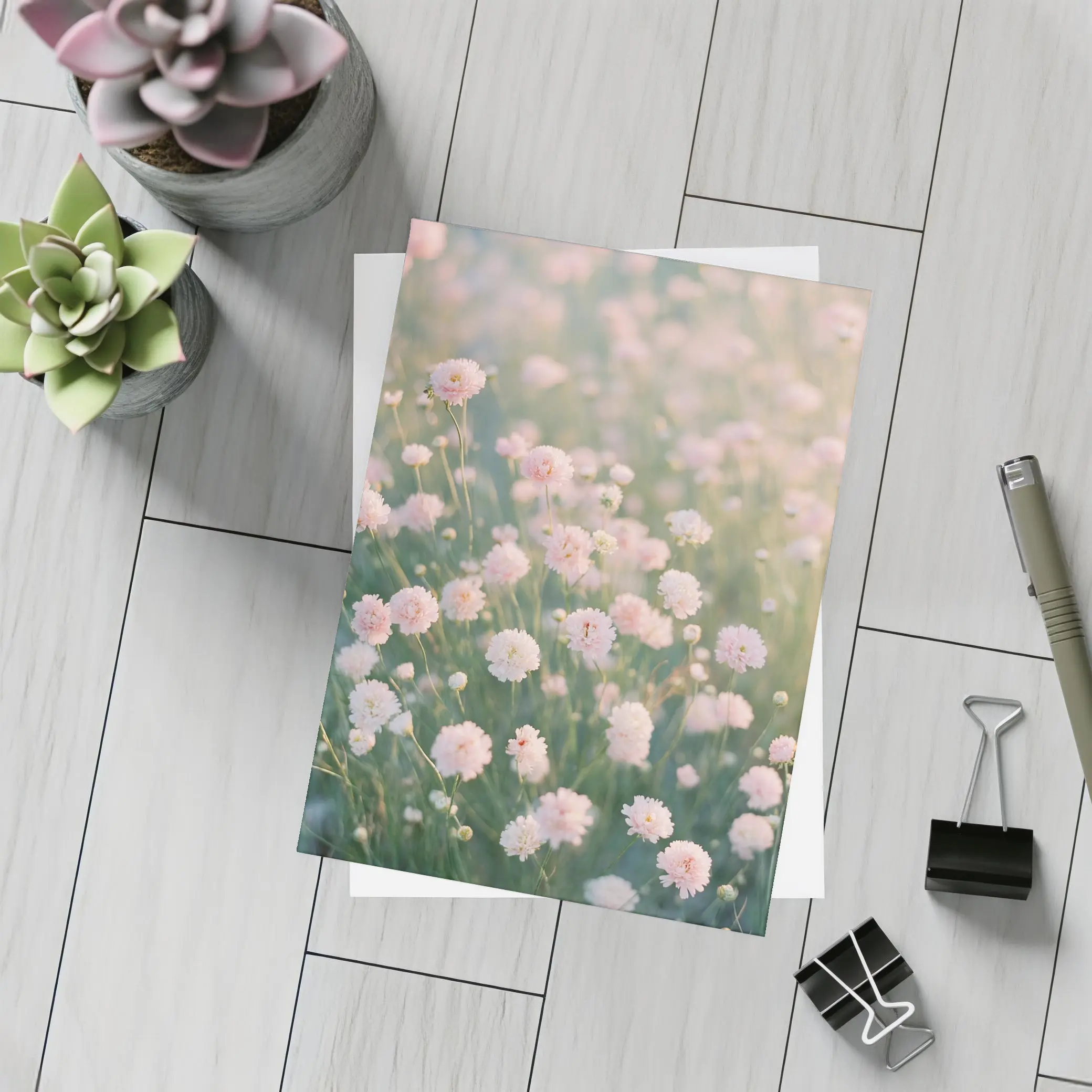 Pink Wildflowers Soft Dreamy Field Background – Postcards