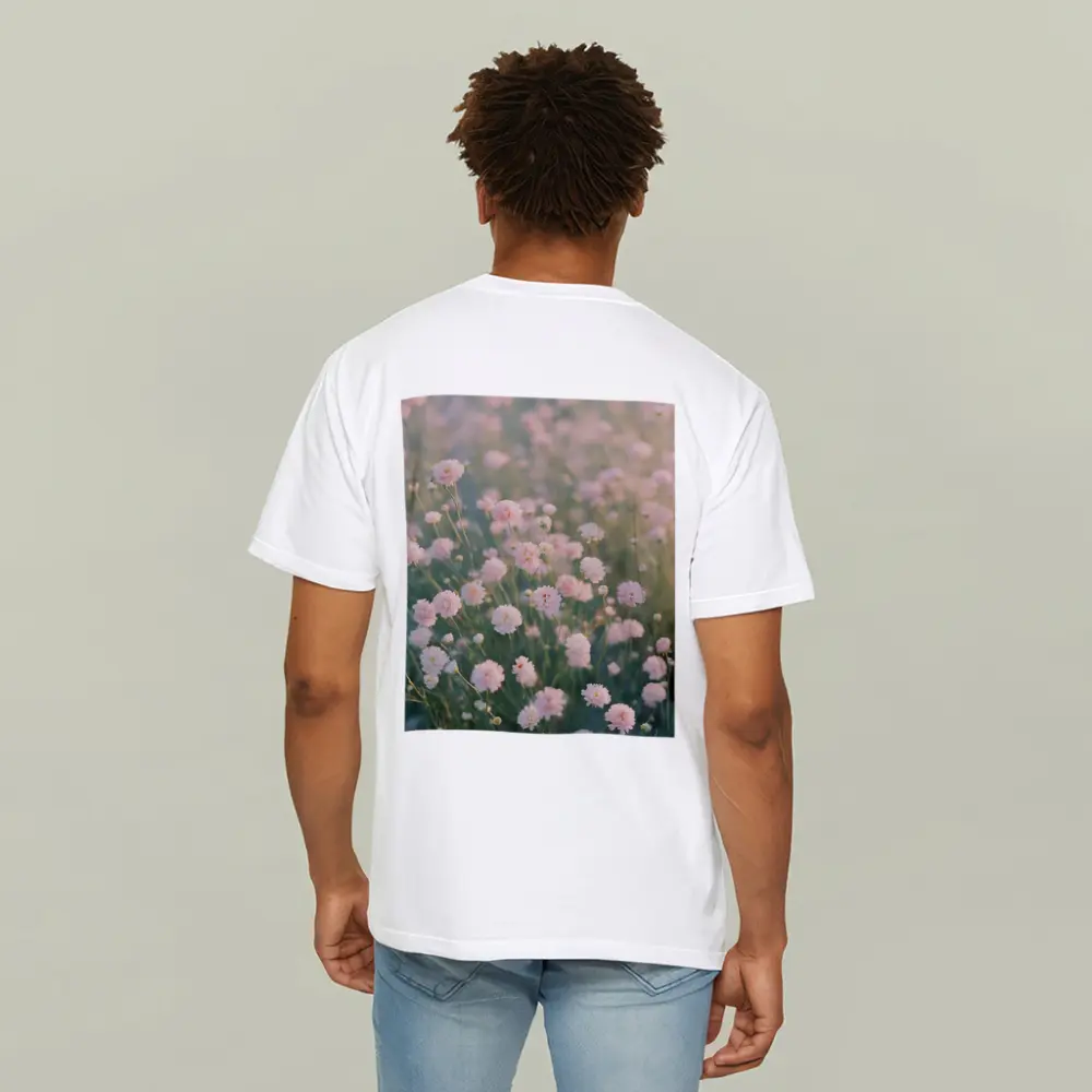Pink Wildflowers Soft Dreamy Field Background – T-Shirts