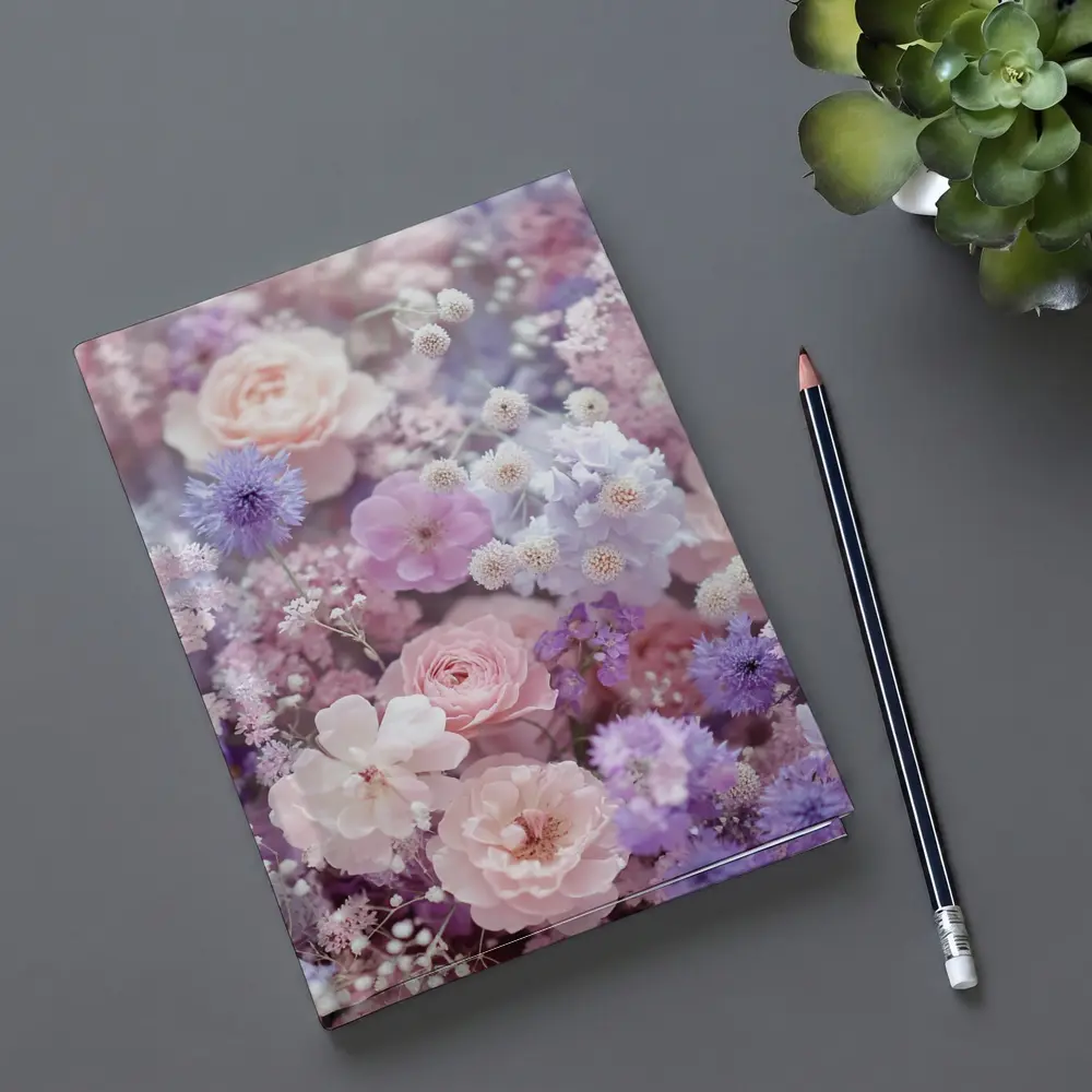 Pink Roses Purple Wildflowers Soft Floral – Notebooks