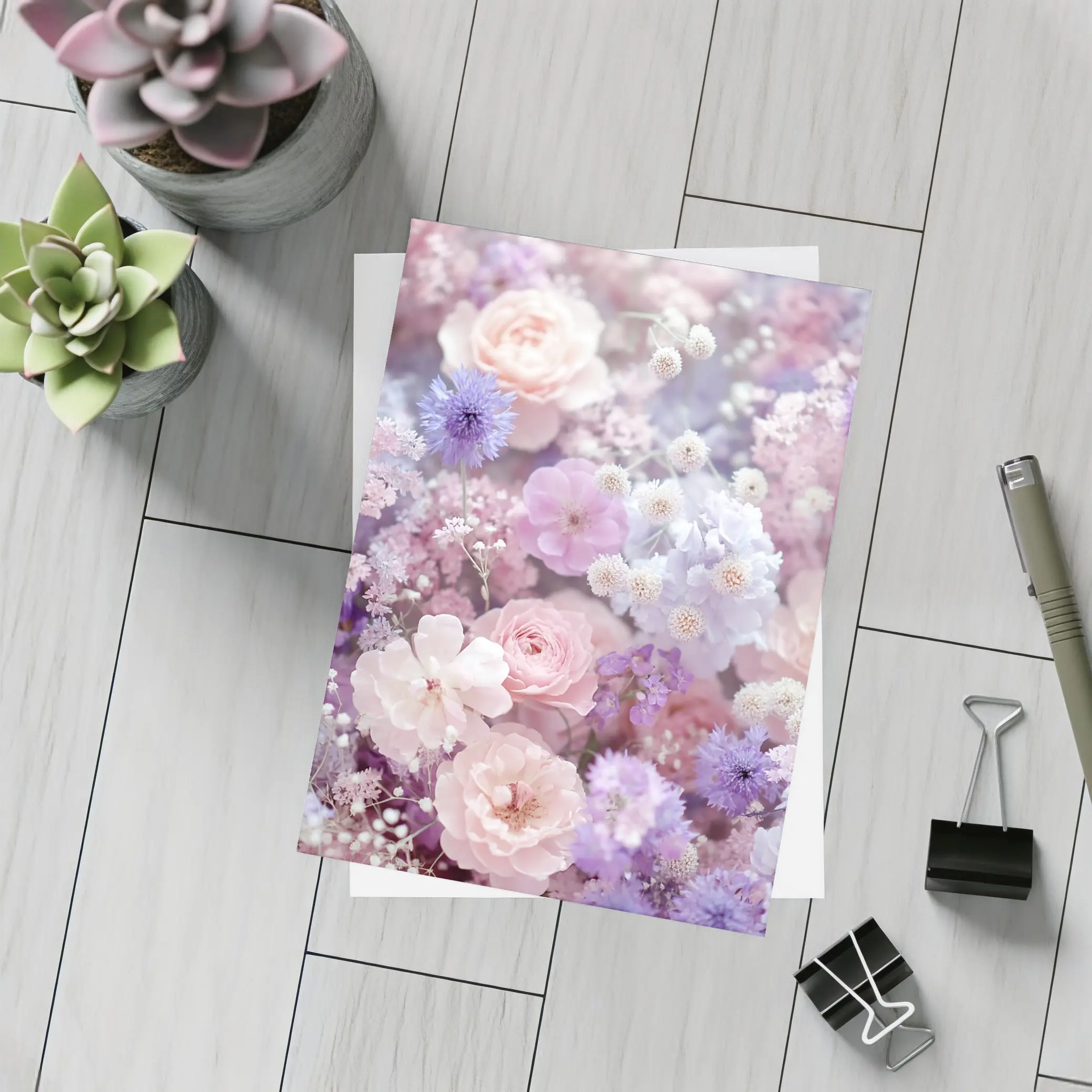 Pink Roses Purple Wildflowers Soft Floral – Postcards
