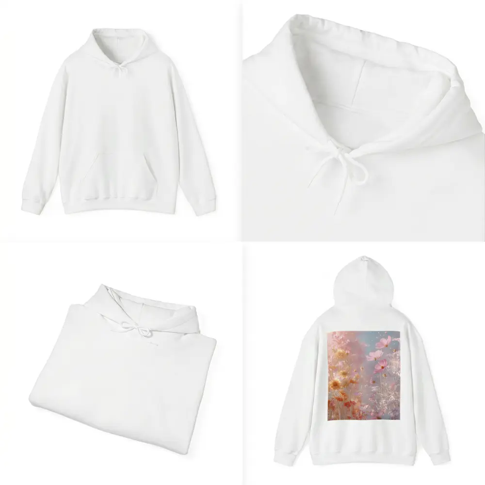 Pink Cosmos Flowers Dreamy Pastel Sky – Hoodies