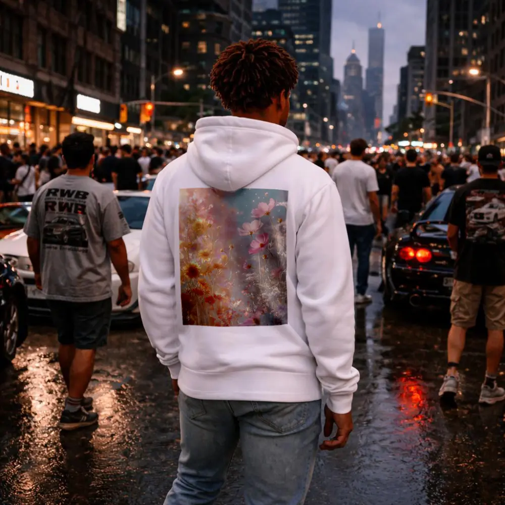 Pink Cosmos Flowers Dreamy Pastel Sky – Hoodies