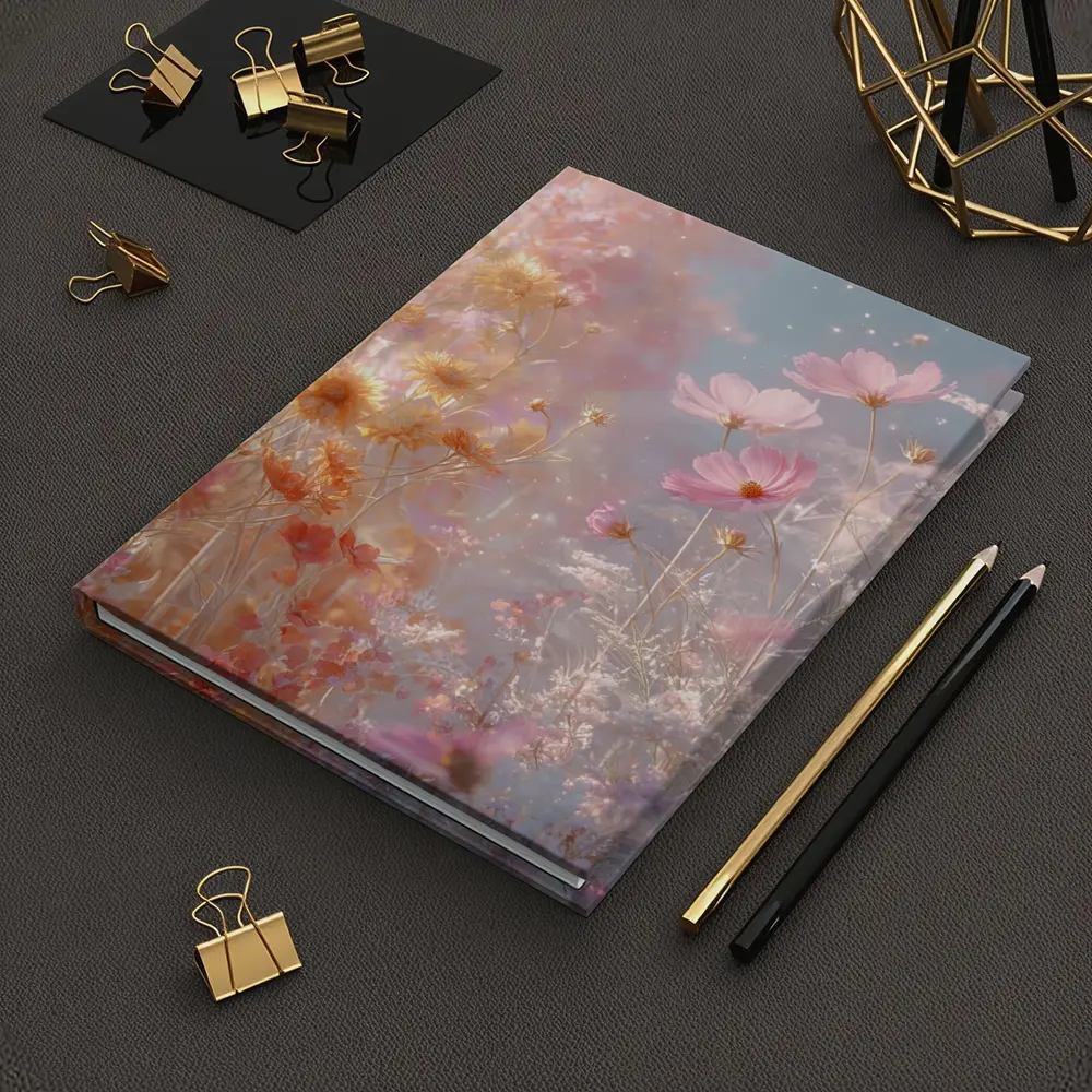 Pink Cosmos Flowers Dreamy Pastel Sky – Notebooks