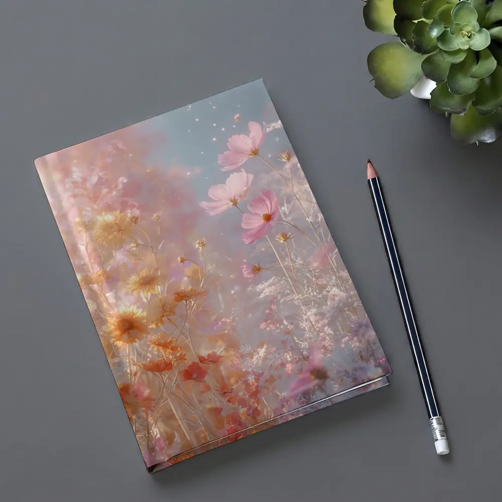 Pink Cosmos Flowers Dreamy Pastel Sky – Notebooks