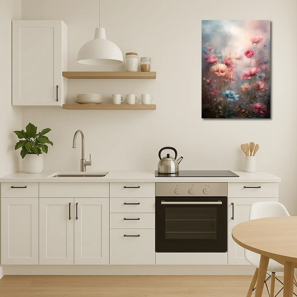 Pink Blue Poppies Dreamy Floral Garden Art – Wall Art