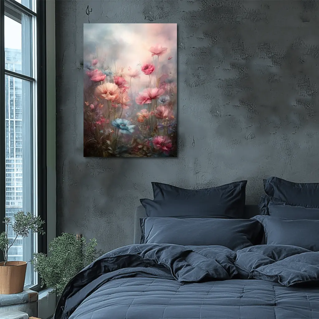 Pink Blue Poppies Dreamy Floral Garden Art – Wall Art
