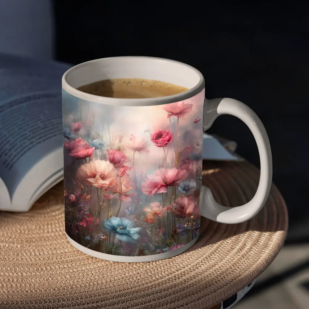 Pink Blue Poppies Dreamy Floral Garden Art – Mugs