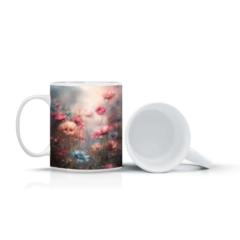 Pink Blue Poppies Dreamy Floral Garden Art – Mugs