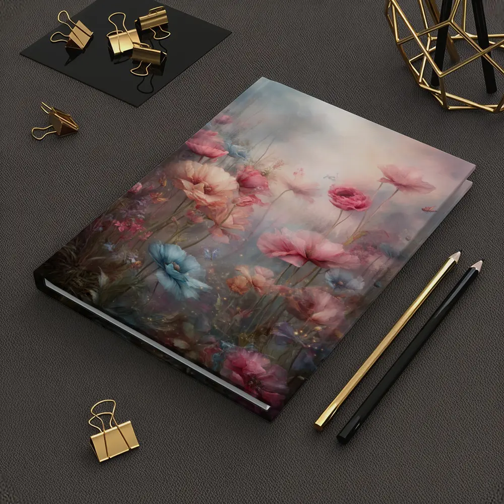 Pink Blue Poppies Dreamy Floral Garden Art – Notebooks