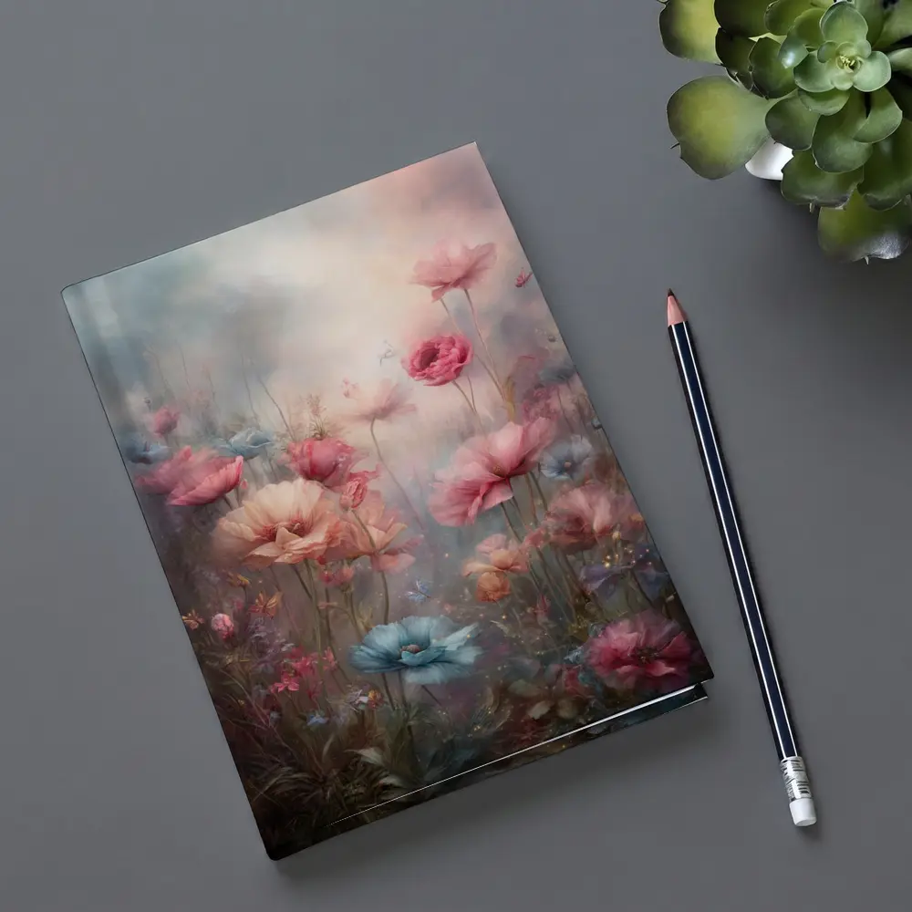 Pink Blue Poppies Dreamy Floral Garden Art – Notebooks