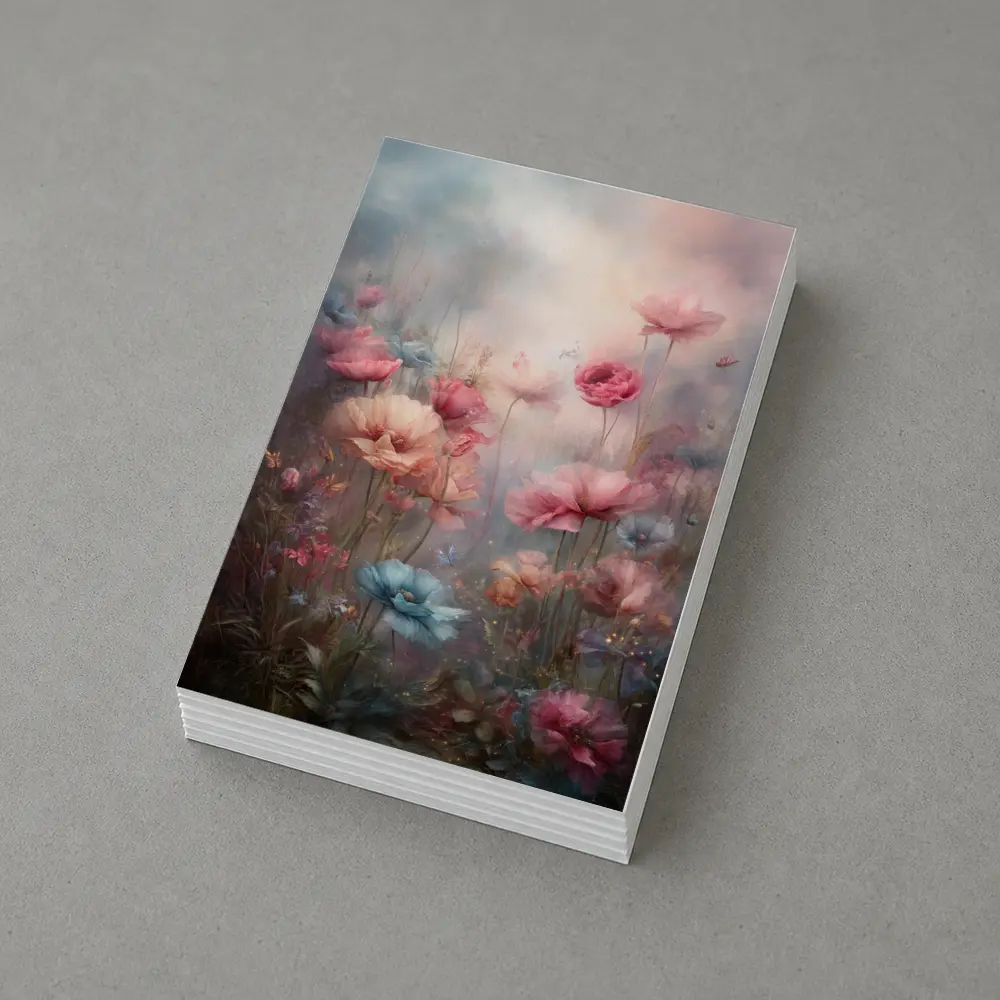 Pink Blue Poppies Dreamy Floral Garden Art – Postcards