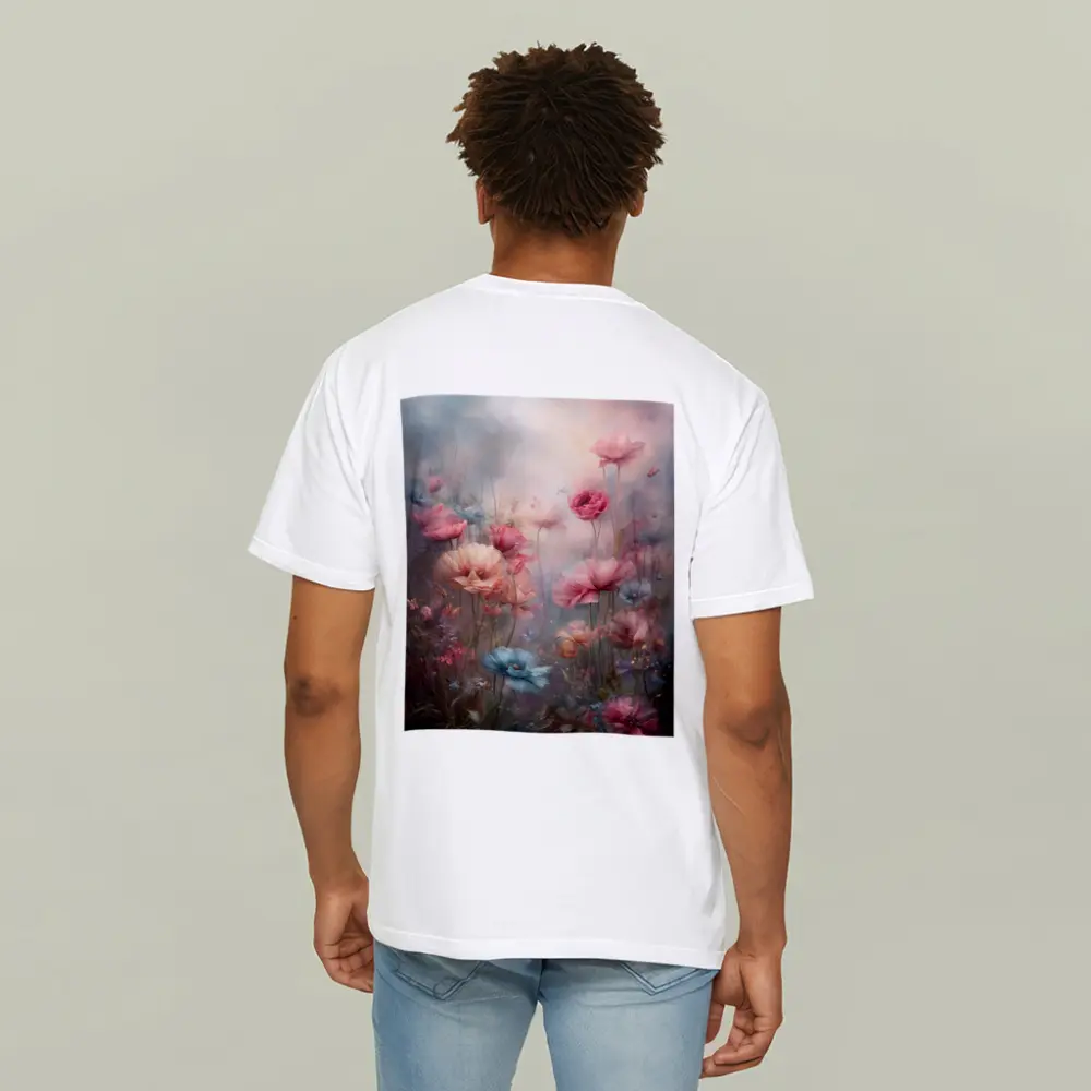 Pink Blue Poppies Dreamy Floral Garden Art – T-Shirts