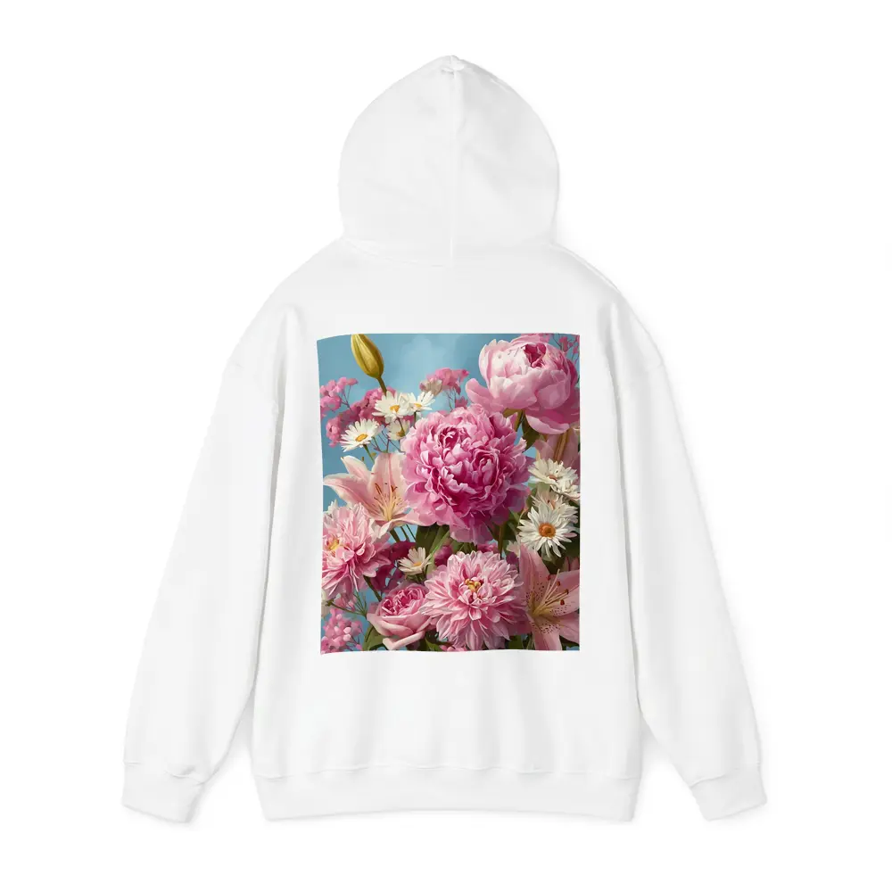 Pink Peonies Lilies Daisies Blue Sky – Hoodies
