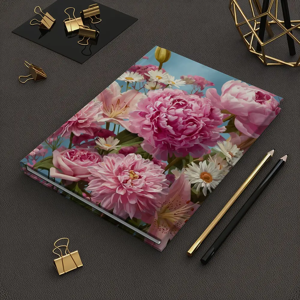 Pink Peonies Lilies Daisies Blue Sky – Notebooks