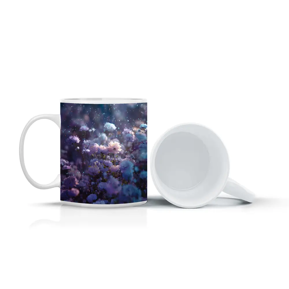 Purple Blue Wildflowers Glowing Night Garden – Mugs