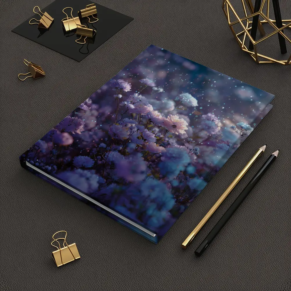 Purple Blue Wildflowers Glowing Night Garden – Notebooks