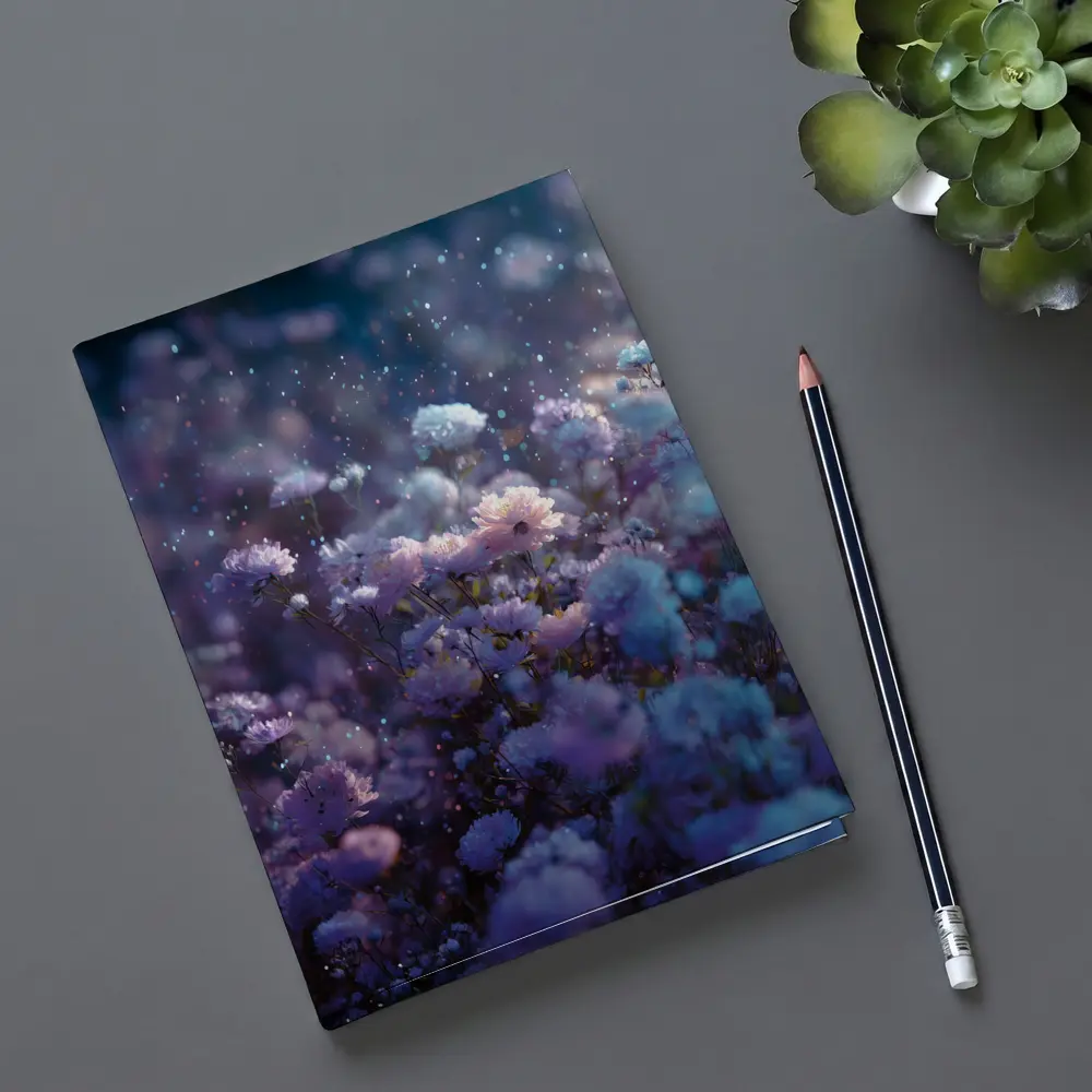 Purple Blue Wildflowers Glowing Night Garden – Notebooks