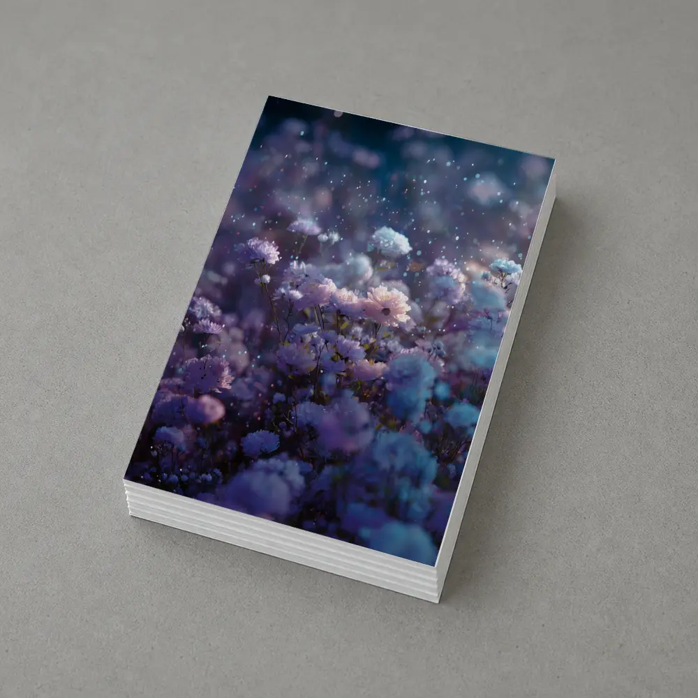 Purple Blue Wildflowers Glowing Night Garden – Postcards