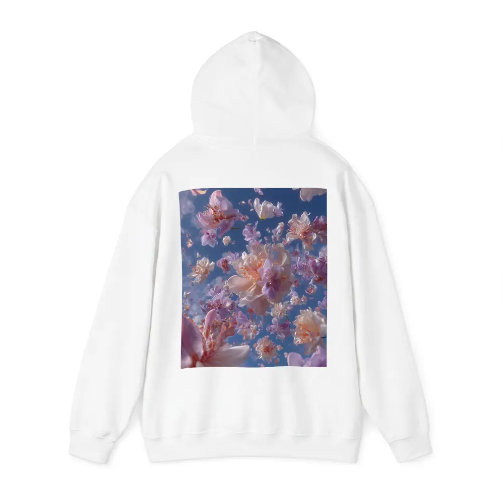 Pink Flowers Floating Against Blue Sky – Hoodies