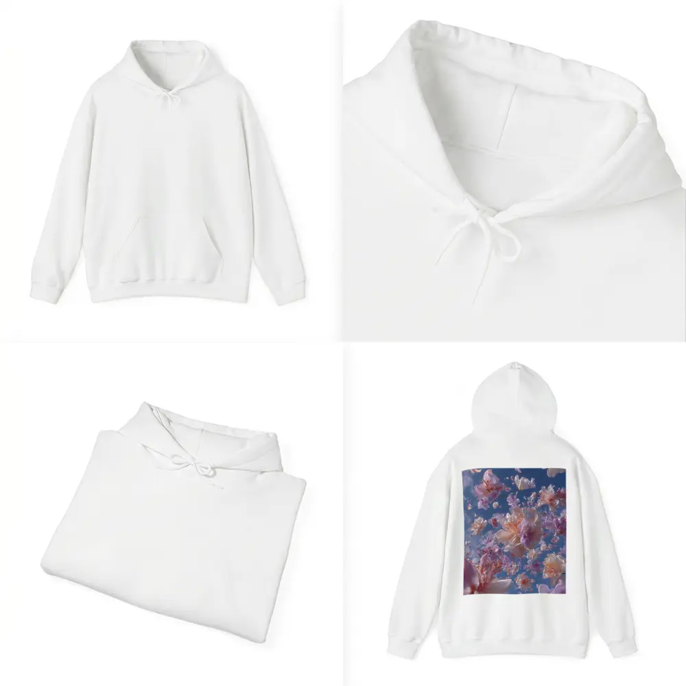 Pink Flowers Floating Against Blue Sky – Hoodies